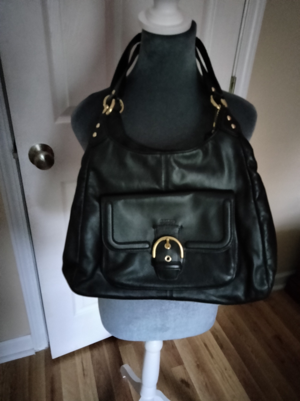 Coach Campbell Leather Hobo Black Leather-Look Shoulder Bag